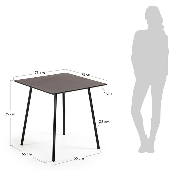 Czarny stół Kave Home Ulrich, 75x75 cm
