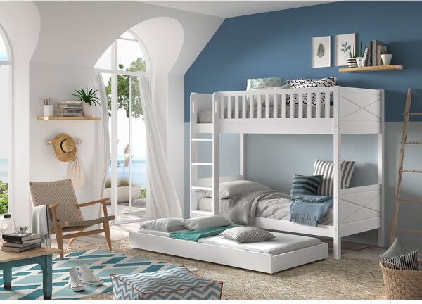 Białe piętrowe łóżko dziecięce 90x200 cm Scott – Vipack