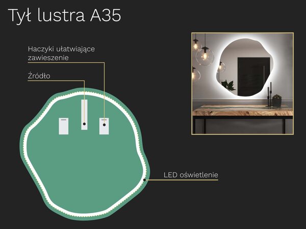 Organiczne lustro LED z oświetleniem A35