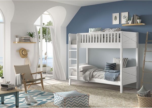 Białe piętrowe łóżko dziecięce 90x200 cm Scott – Vipack