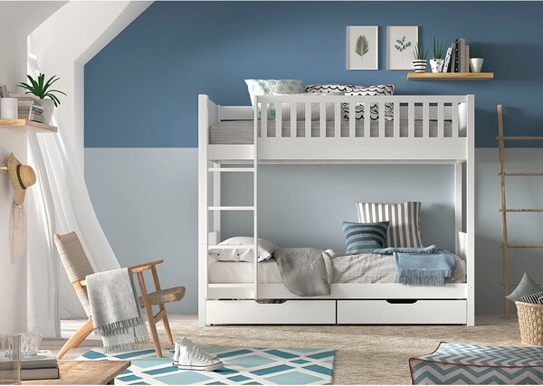 Białe piętrowe łóżko dziecięce 90x200 cm Scott – Vipack
