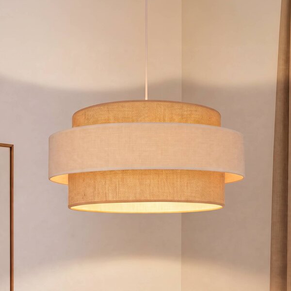 Lampa wisząca Space Duolla, kremowy / amber, sypialnia, tkanina / materiał / jedwab, młodzieżowy