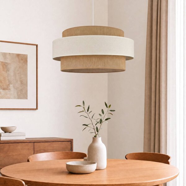 Lampa wisząca Space Duolla, kremowy / amber, sypialnia, tkanina / materiał / jedwab, młodzieżowy