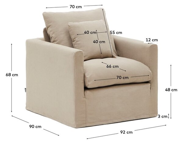 Beżowy lniany fotel Nora – Kave Home