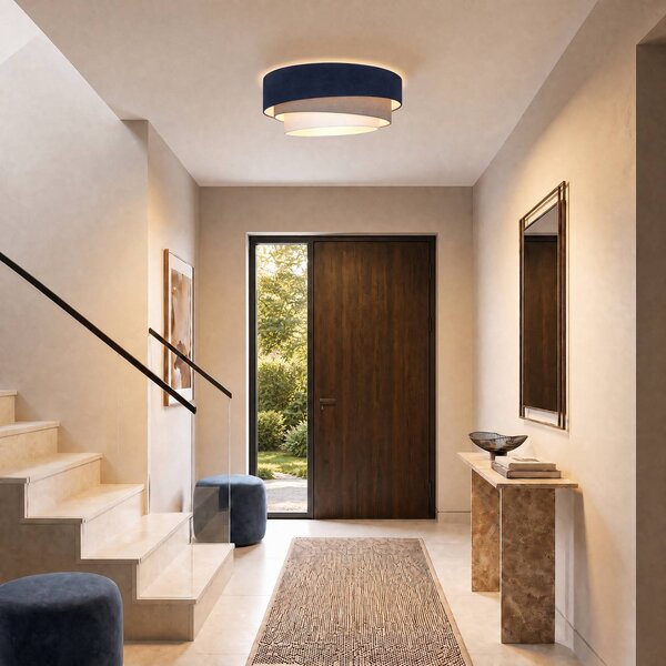 Lampa sufitowa Trio Duolla, niebieski, kuchnia, tkanina / materiał / jedwab, młodzieżowy
