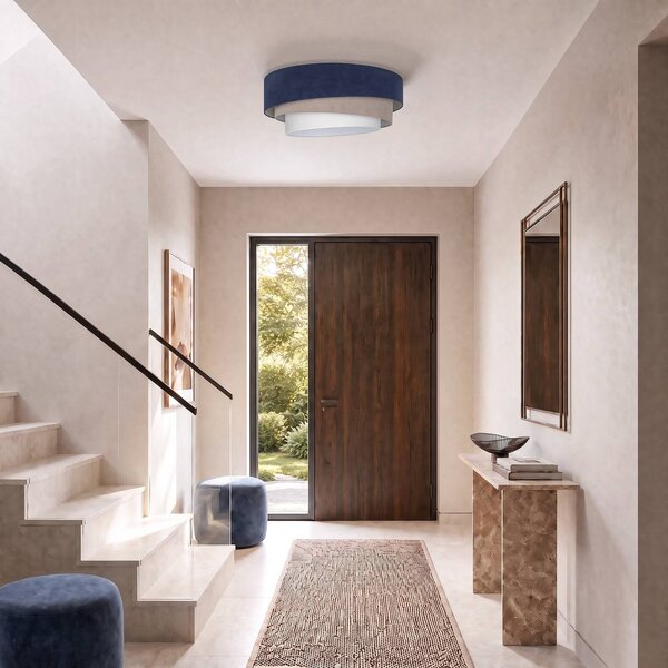 Lampa sufitowa Trio Duolla, niebieski, kuchnia, tkanina / materiał / jedwab, młodzieżowy