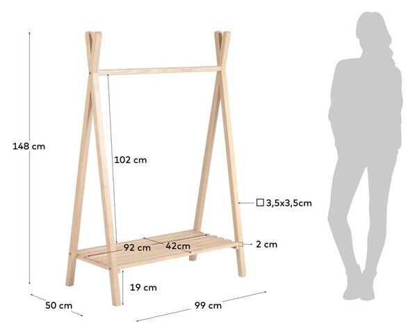 Wieszak dziecięcy z litego drewna bukowego w naturalnym kolorze 99x148 cm Maralis – Kave Home