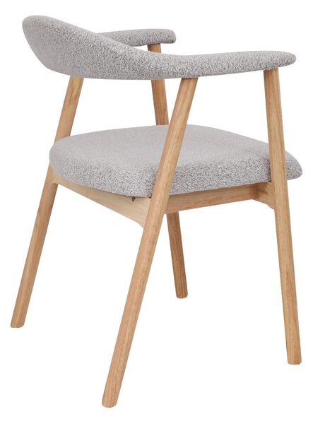 Krzesło Notte light, drewna kauczukowego, boucle beżowe