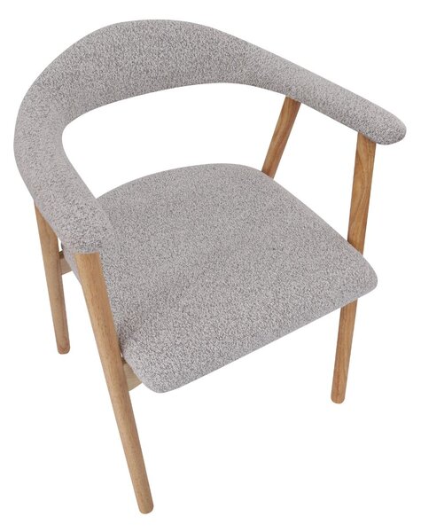 Krzesło Notte light, drewna kauczukowego, boucle beżowe