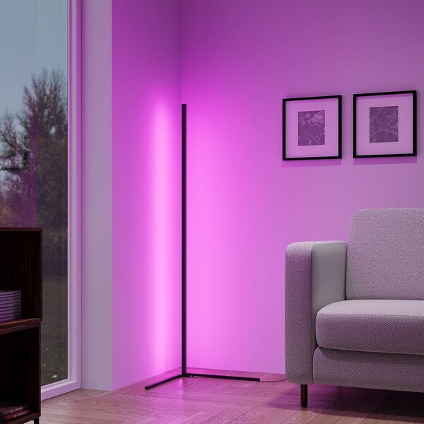 Czarna lampa stojąca LED (wys. 141 cm) Level – Reality