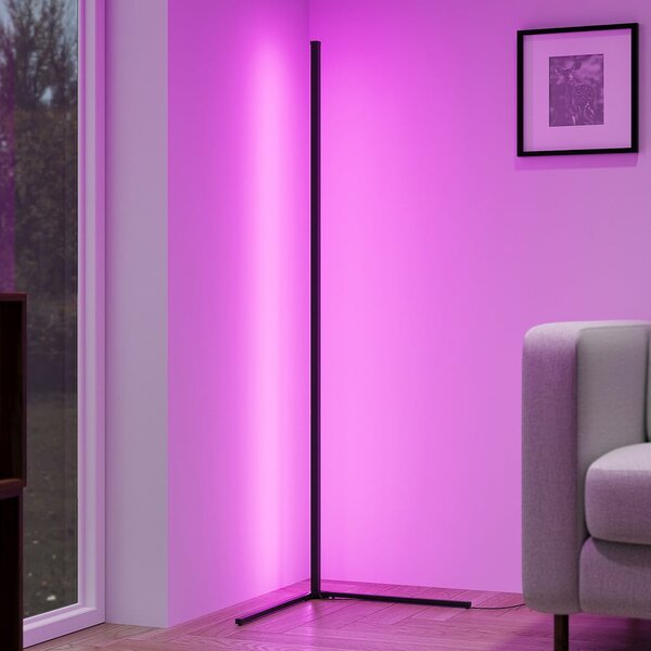 Czarna lampa stojąca LED (wys. 141 cm) Level – Reality