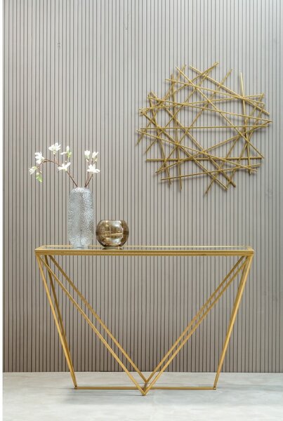 Konsola w kolorze złota ze szklanym blatem 40x120 cm Farran – Premier Housewares