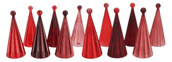 Szklana świecąca choinka TWINKLE z oświetleniem LED 22 cm, odcienie czerwieni
