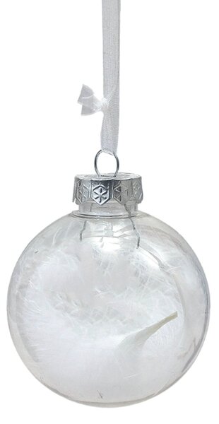 Zestaw 12 szt. świątecznych ozdób WHITE FEATHER 9 cm, białe