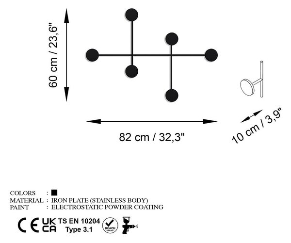 Czarny metalowy wieszak ścienny Dama – Kalune Design
