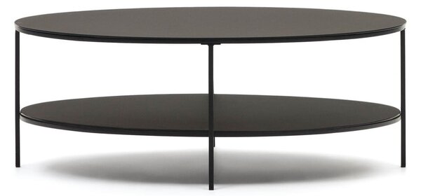 Czarny stolik ze szklanym blatem 65x110 cm Fideia – Kave Home