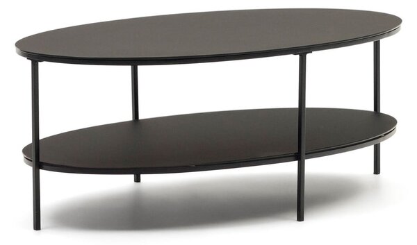 Czarny stolik ze szklanym blatem 65x110 cm Fideia – Kave Home