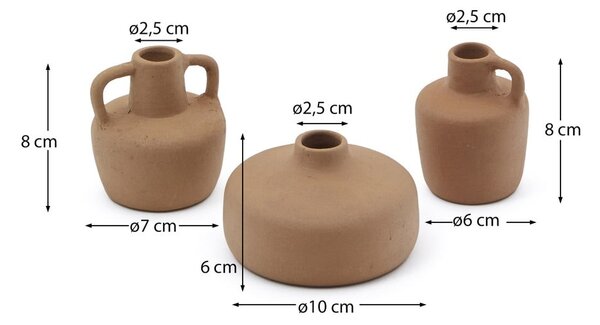 Pomarańczowe wazony z terakoty zestaw 3 szt. (wysokość 6 cm) Sofra – Kave Home