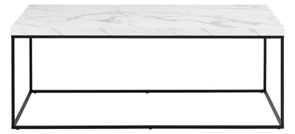 Biały stolik z blatem w dekorze marmuru 55x110 cm Barossa – Actona
