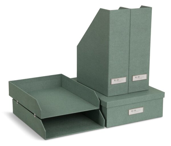 Zielone kartonowe organizery zestaw 5 szt. na dokumenty Holger Canvas Paper Laminate – Bigso