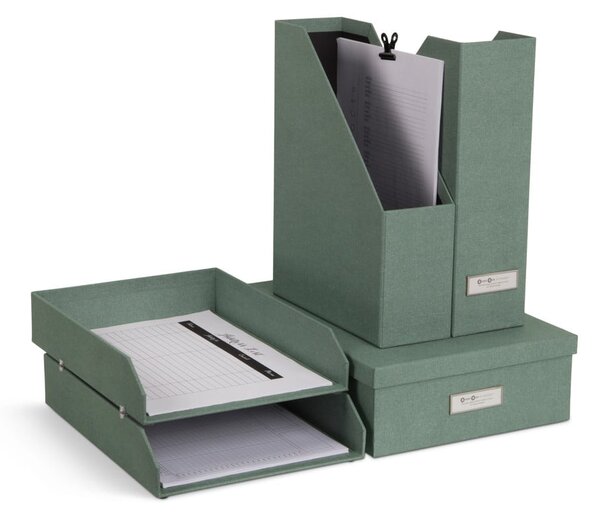 Zielone kartonowe organizery zestaw 5 szt. na dokumenty Holger Canvas Paper Laminate – Bigso