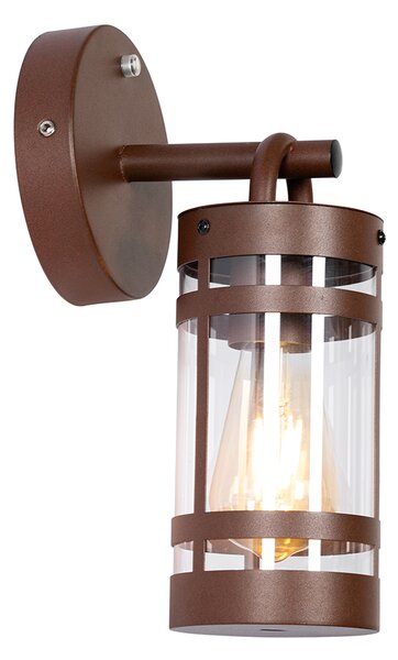 Lampa ścienna zewnętrzna brązowa rdza IP44 z czujnikiem zmierzchu - Ruben