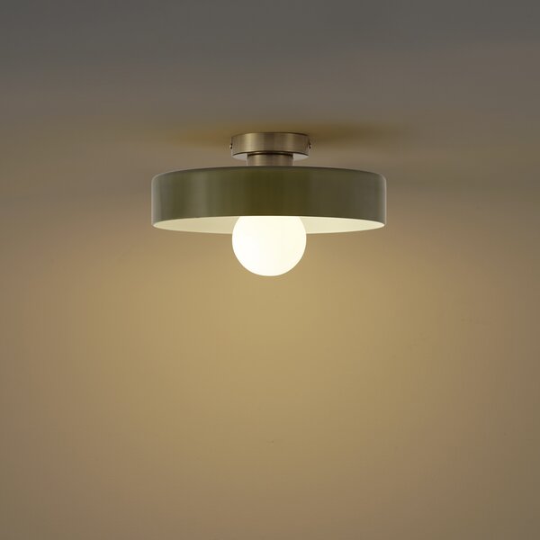 Retro lampa sufitowa brązowa z zielonym szkłem - Jina