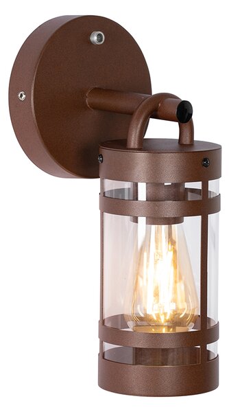 Lampa ścienna zewnętrzna brązowa rdza IP44 z czujnikiem zmierzchu - Ruben