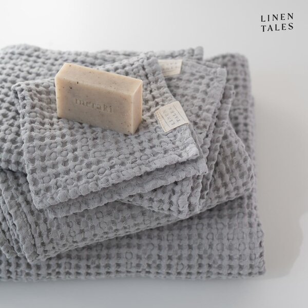 Jasnoszare ręczniki zestaw 3 szt. Honeycomb – Linen Tales