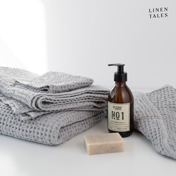 Jasnoszare ręczniki zestaw 3 szt. Honeycomb – Linen Tales