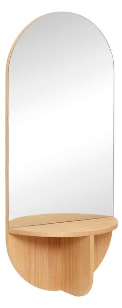 Lustro ścienne z półką z dębowym fornirem Hübsch Natur, 55x120 cm
