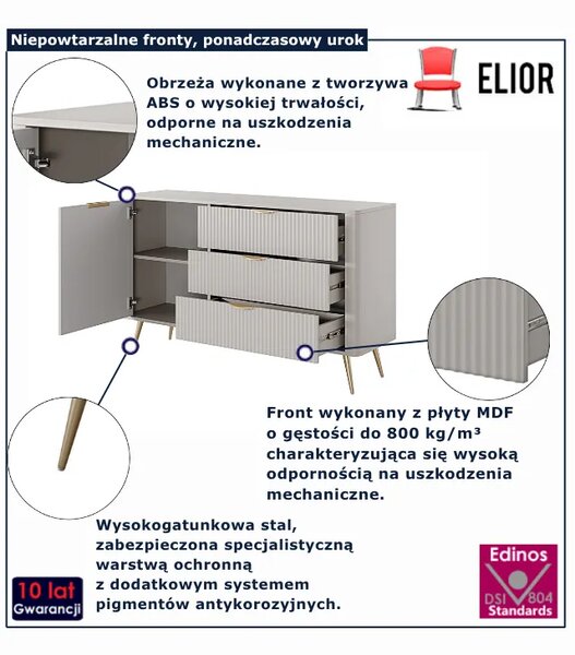 Beżowa komoda na złotych nóżkach R7-A65