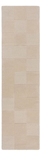 Beżowy wełniany chodnik tkany ręcznie 60x230 cm Checkerboard – Flair Rugs