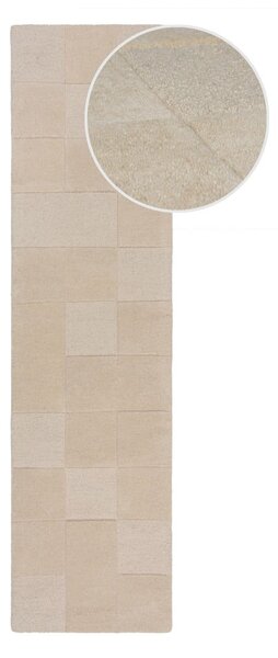 Beżowy wełniany chodnik tkany ręcznie 60x230 cm Checkerboard – Flair Rugs