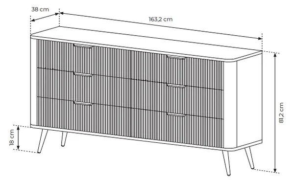 Czarna komoda z szufladami L8-C76
