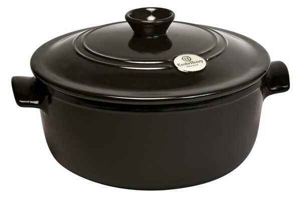Czarny ceramiczny garnek z pokrywką Emile Henry, ⌀ 27 cm