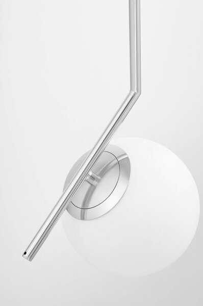 LAMPA WISZĄCA NOWOCZESNA CHROMOWANA BIAŁA KULA SORENTO 20