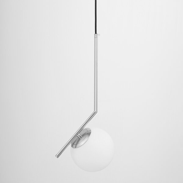 LAMPA WISZĄCA NOWOCZESNA CHROMOWANA BIAŁA KULA SORENTO 15