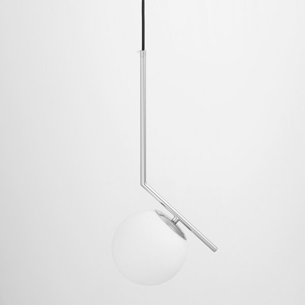 LAMPA WISZĄCA NOWOCZESNA CHROMOWANA BIAŁA KULA SORENTO 15