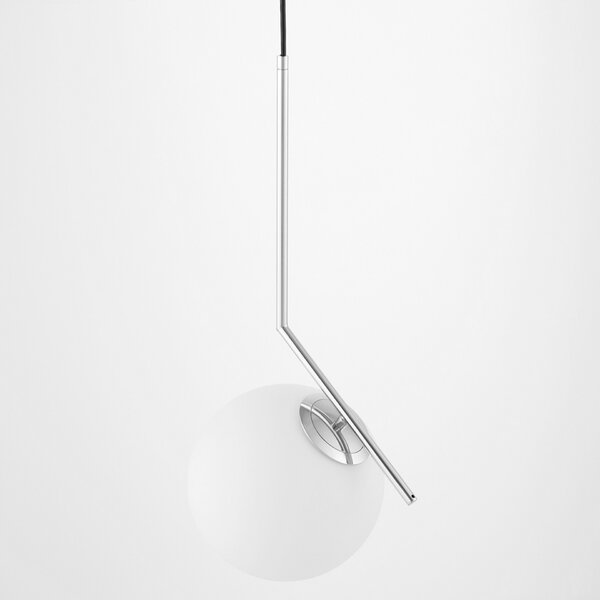 LAMPA WISZĄCA NOWOCZESNA CHROMOWANA BIAŁA KULA SORENTO 20