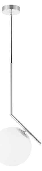 LAMPA WISZĄCA NOWOCZESNA CHROMOWANA BIAŁA KULA SORENTO 20