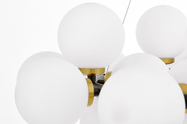 LAMPA WISZĄCA NOWOCZESNA CZARNO-MOSIĘŻNA BIAŁE KULE MARSIADA 25