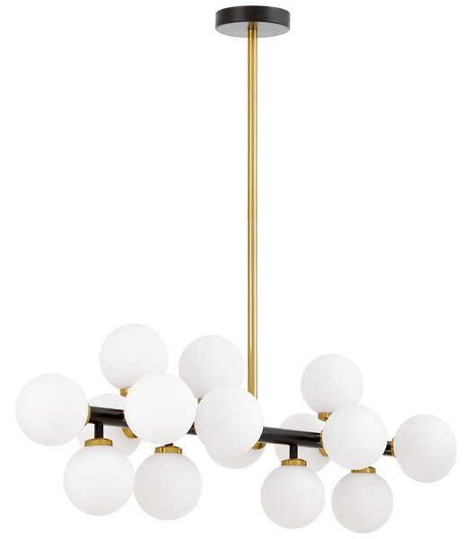 LAMPA WISZĄCA NOWOCZESNA CZARNO-MOSIĘŻNA BIAŁE KULE PETRICA 16