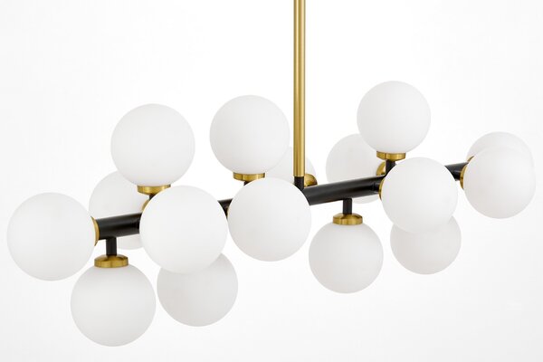 LAMPA WISZĄCA NOWOCZESNA CZARNO-MOSIĘŻNA BIAŁE KULE PETRICA 16