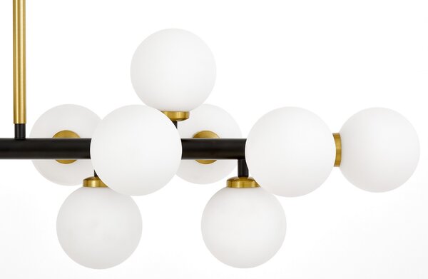 LAMPA WISZĄCA NOWOCZESNA CZARNO-MOSIĘŻNA BIAŁE KULE PETRICA 16