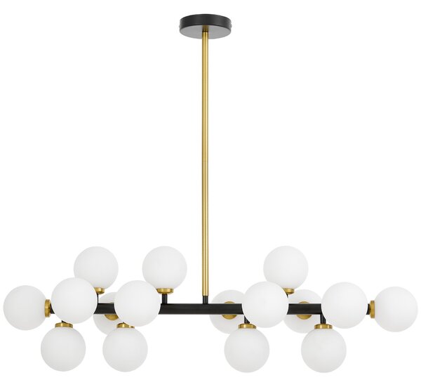 LAMPA WISZĄCA NOWOCZESNA CZARNO-MOSIĘŻNA BIAŁE KULE PETRICA 16
