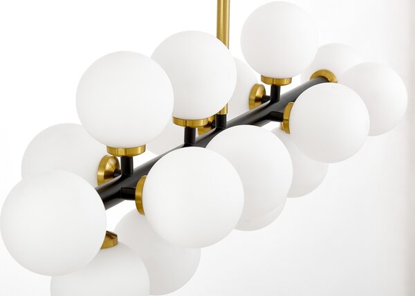 LAMPA WISZĄCA NOWOCZESNA CZARNO-MOSIĘŻNA BIAŁE KULE PETRICA 16