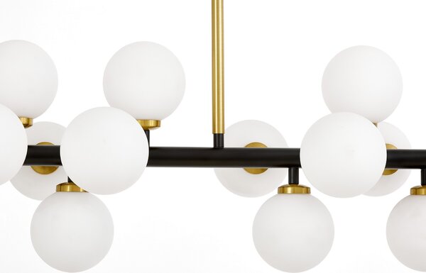 LAMPA WISZĄCA NOWOCZESNA CZARNO-MOSIĘŻNA BIAŁE KULE PETRICA 16