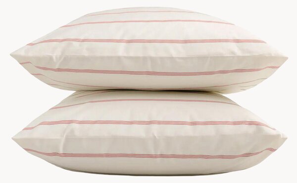 Komplet poszewek na poduszki z perkalu bawełnianego Cream + Antique Pink Stripes, 2 elem