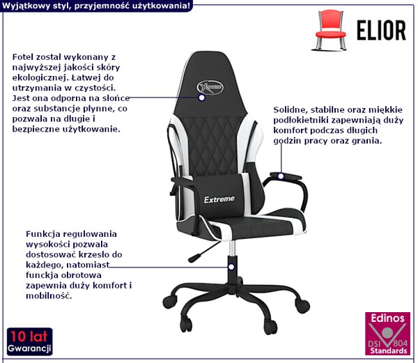 Czarno-biały fotel gamingowy B1-L40